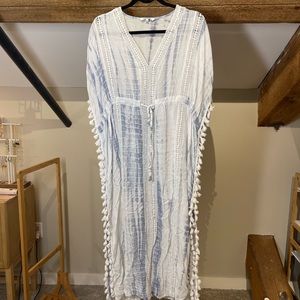 Blue and white tie dye Maxi Coverup